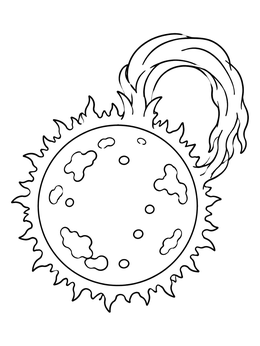 Free printable Sun With Solar Prominence Flare coloring page