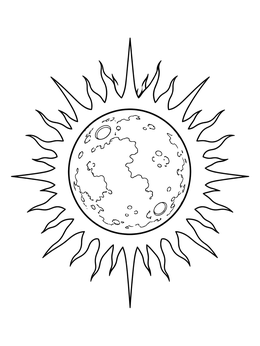 Total Solar Eclipse with Fiery Corona coloring page