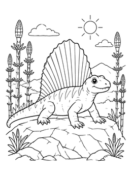 Free printable Sunbathing Dimetrodon On A Rock coloring page