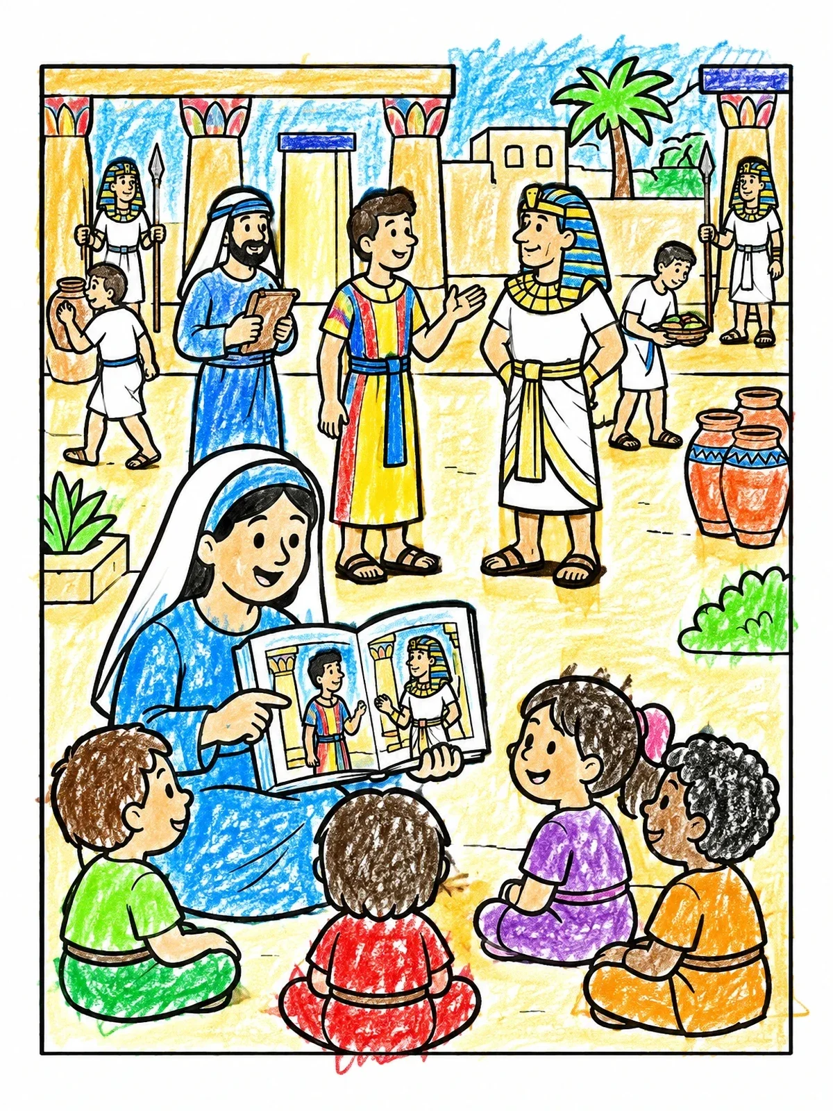 Colored example of the Bible Story Time About Joseph coloring page