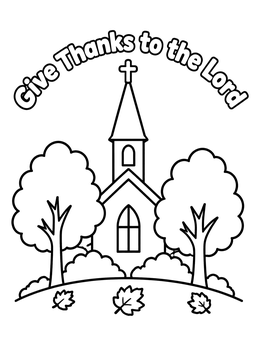 Free printable Church Steeple And Autumn Trees coloring page