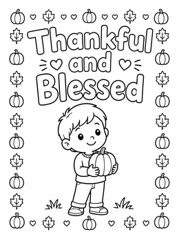 Free printable Thankful Boy With Pumpkin coloring page