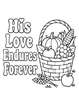 Free printable Thanksgiving Basket Of Blessings With Bible Verse coloring page