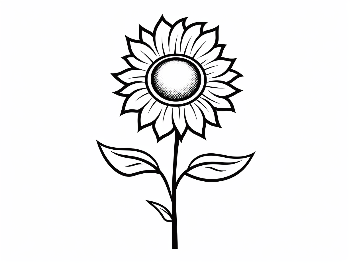 Sunflower Coloring Page For Children - Coloring Page