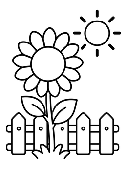 Free printable Sunflower By The Garden Fence coloring page