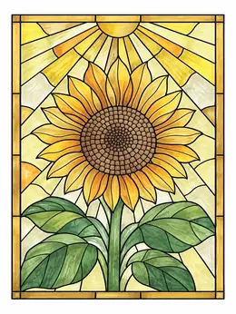 Sunflower Stained Glass Window Coloring Page