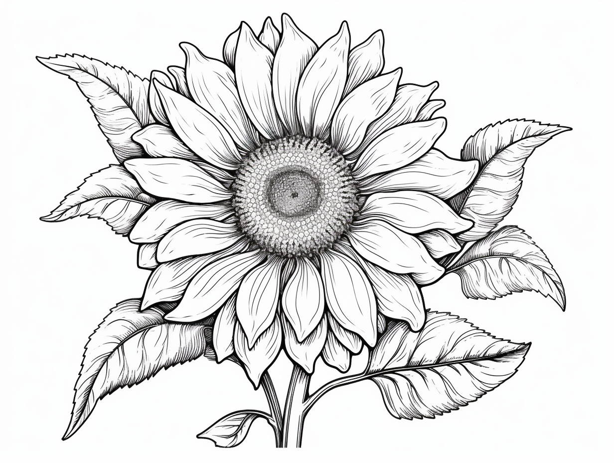 Sunflower Themed Adult Coloring - Coloring Page