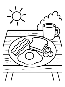 Free printable Sunny Breakfast On Patio Table coloring page
