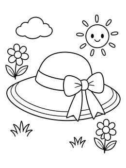 Free printable Sunny Day Garden Hat With Bow coloring page