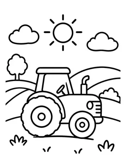 Sunny Farm Cartoon Tractor