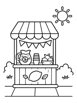 Free printable Sunny Lemonade Stand Outdoors coloring page