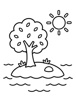Free printable Sunny Little Lake Island coloring page