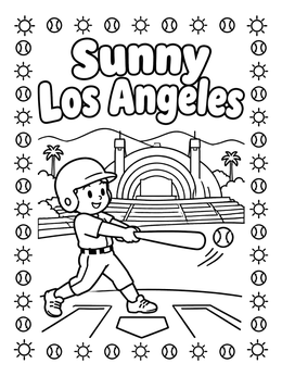 Free printable Sunny Los Angeles Baseball Batter coloring page