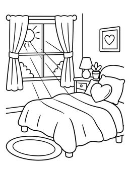 Free printable Sunny Morning Bedroom Interior coloring page