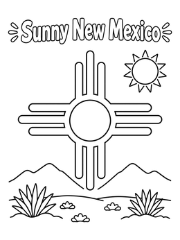 Free printable Sunny New Mexico Zia Sun coloring page