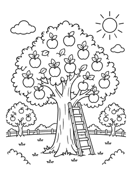 Free printable Sunny Orchard Orange Tree coloring page