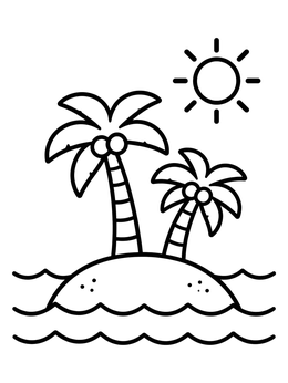 Free printable Sunny Palm Tree Island coloring page