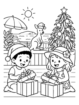 Free printable Sunny Christmas Morning On The Patio coloring page