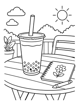 Free printable Sunny Patio Boba And Sketchbook coloring page