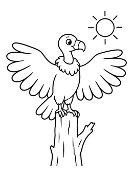 Free printable Sunny Perch Turkey Vulture coloring page