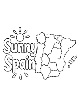 Free printable Sunny Spain Map Outline coloring page