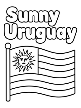 Free printable Sunny Uruguay Flag With Sun coloring page