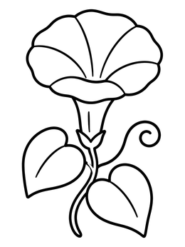 Free printable Blooming Morning Glory Flower coloring page