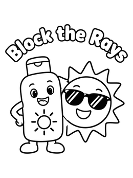 Free printable Sunscreen Bottle And Cool Smiling Sun coloring page