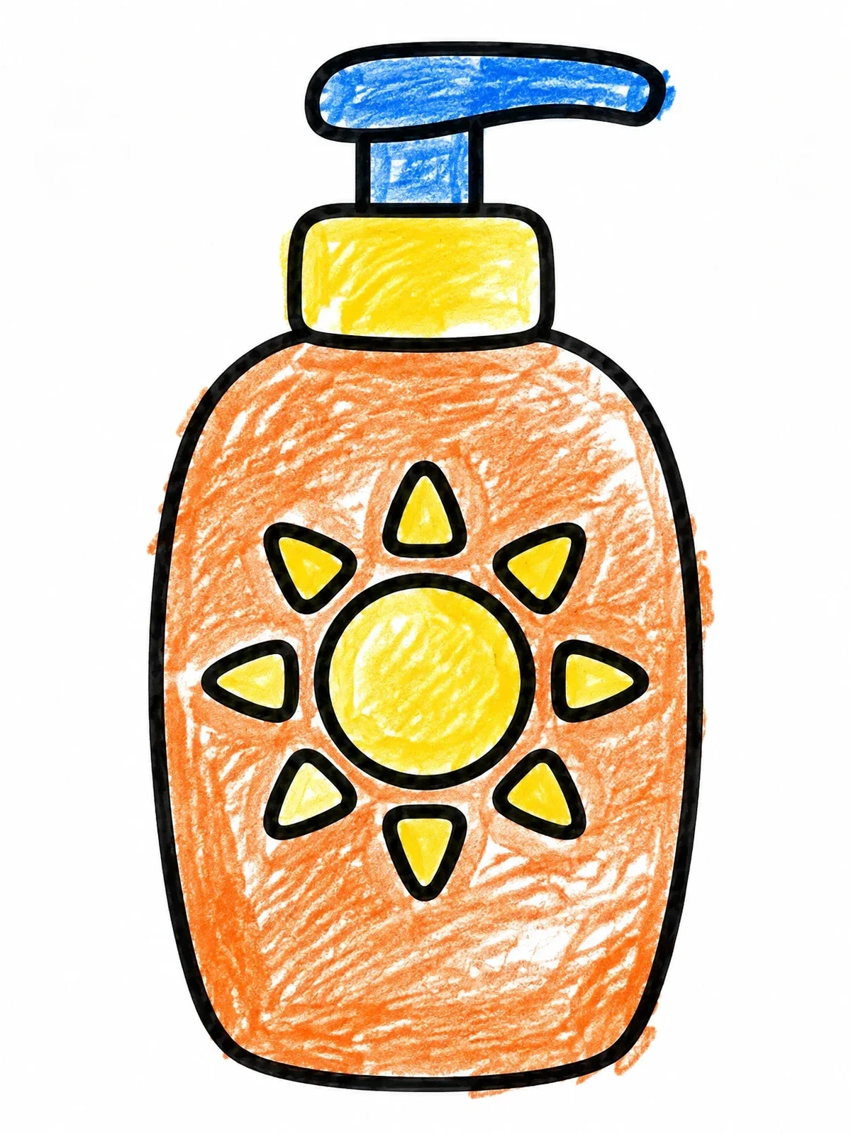 Colored example of the Sunscreen Pump Bottle With Sun Symbol coloring page