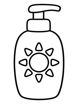 Free printable Sunscreen Pump Bottle With Sun Symbol coloring page