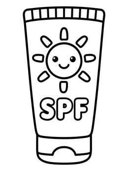 Free printable Sunscreen Tube With Smiling Sun coloring page