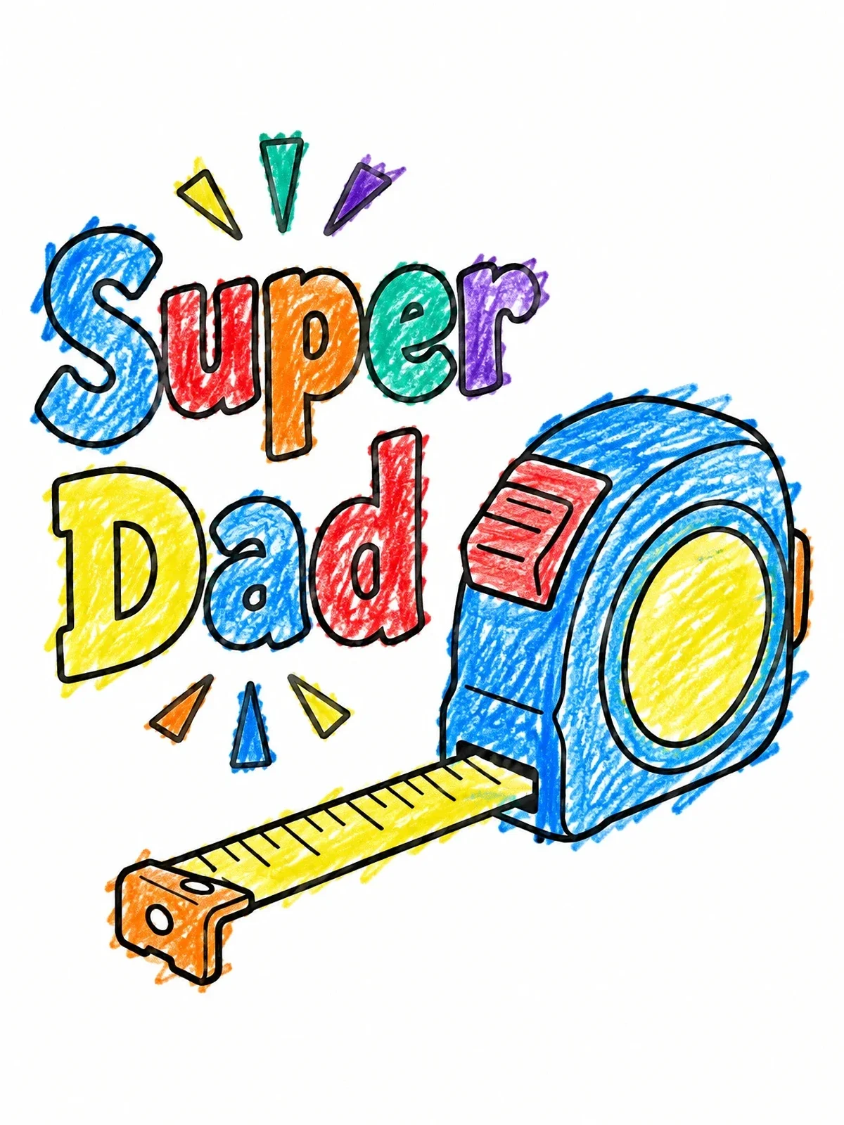 Colored example of the Super Dad Measuring Tape coloring page