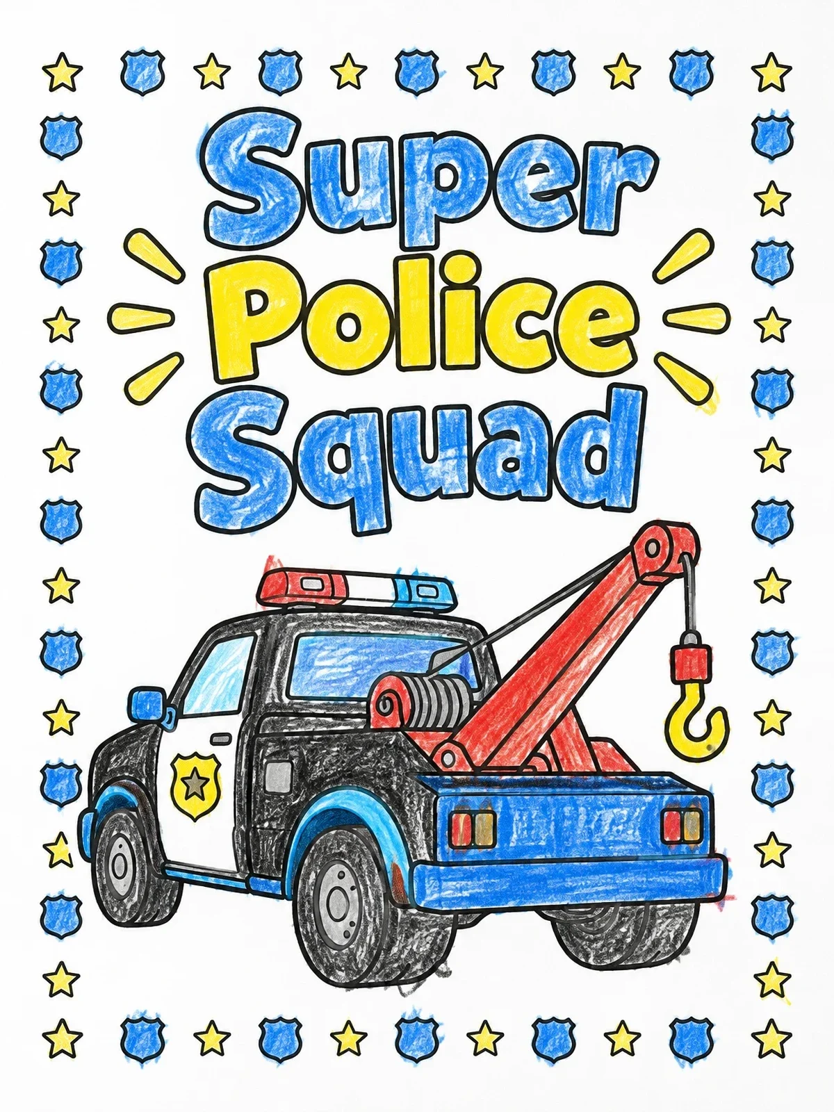 Colored example of the Super Police Squad Tow Truck coloring page