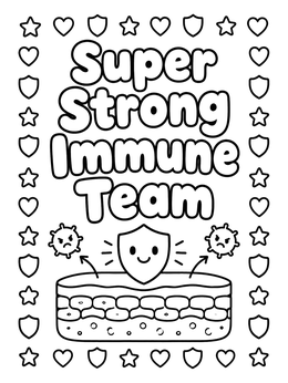 Free printable Super Strong Immune Team Skin Barrier coloring page