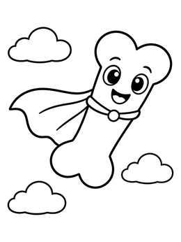 Free printable Superhero Dog Bone In Flight coloring page