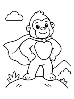Free printable Superhero Gorilla On A Hill coloring page
