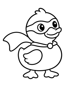 Free printable Superhero Rubber Ducky With Cape coloring page