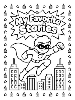 Free printable Superhero Storybook Cover coloring page