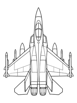 Free printable Supersonic Fighter Jet Top View coloring page