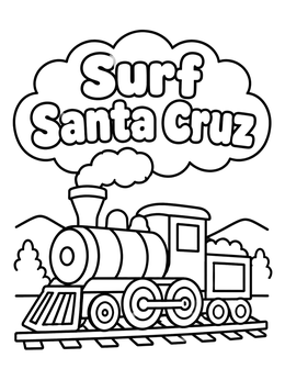 Free printable Vintage Steam Train In Santa Cruz coloring page