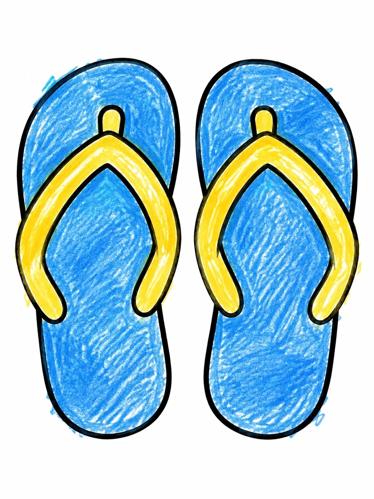 Colored example of the Pair Of Beach Flip Flops coloring page