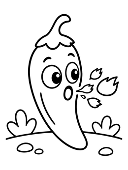Free printable Surprised Chili Breathing Fire coloring page