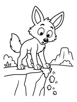 Free printable Surprised Coyote On Crumbling Cliff coloring page