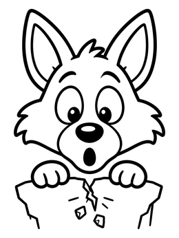 Free printable Surprised Coyote At The Cracking Cliff coloring page