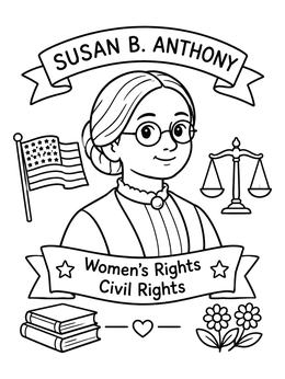 Free printable Susan B. Anthony Historical Portrait coloring page