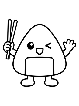 Free printable Cute Winking Onigiri Character coloring page