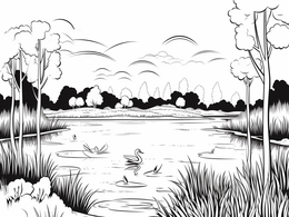 Swamp Wonderland Coloring - Coloring Page