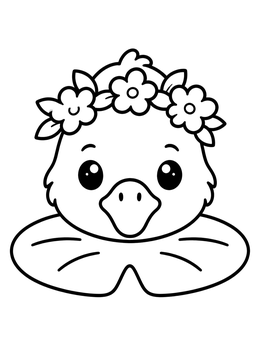 Free printable Cute Cygnet With Flower Crown coloring page