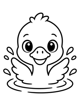 Free printable Splashing Baby Cygnet In Water coloring page