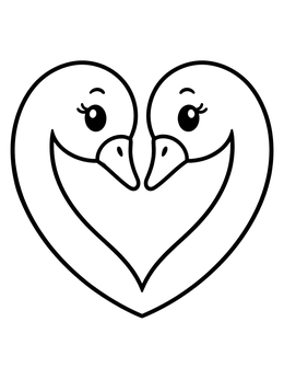 Free printable Swans Forming A Heart Shape coloring page